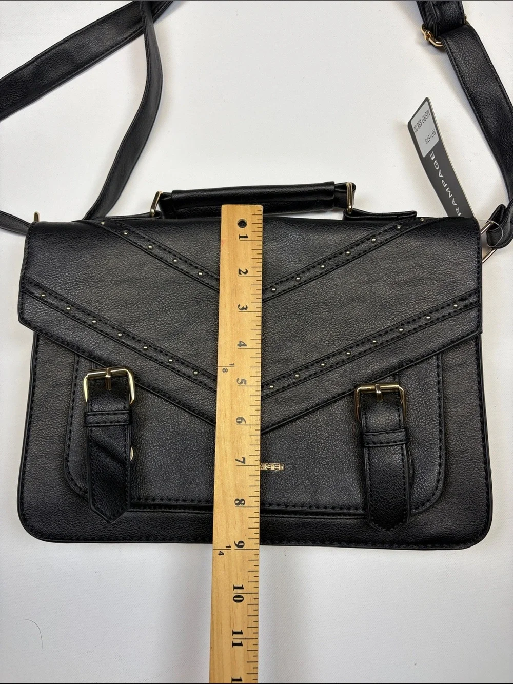 NWT RAMPAGE BLACK FAUX LEATHER SATCHEL CROSSBODY HANDBAG RP1573
